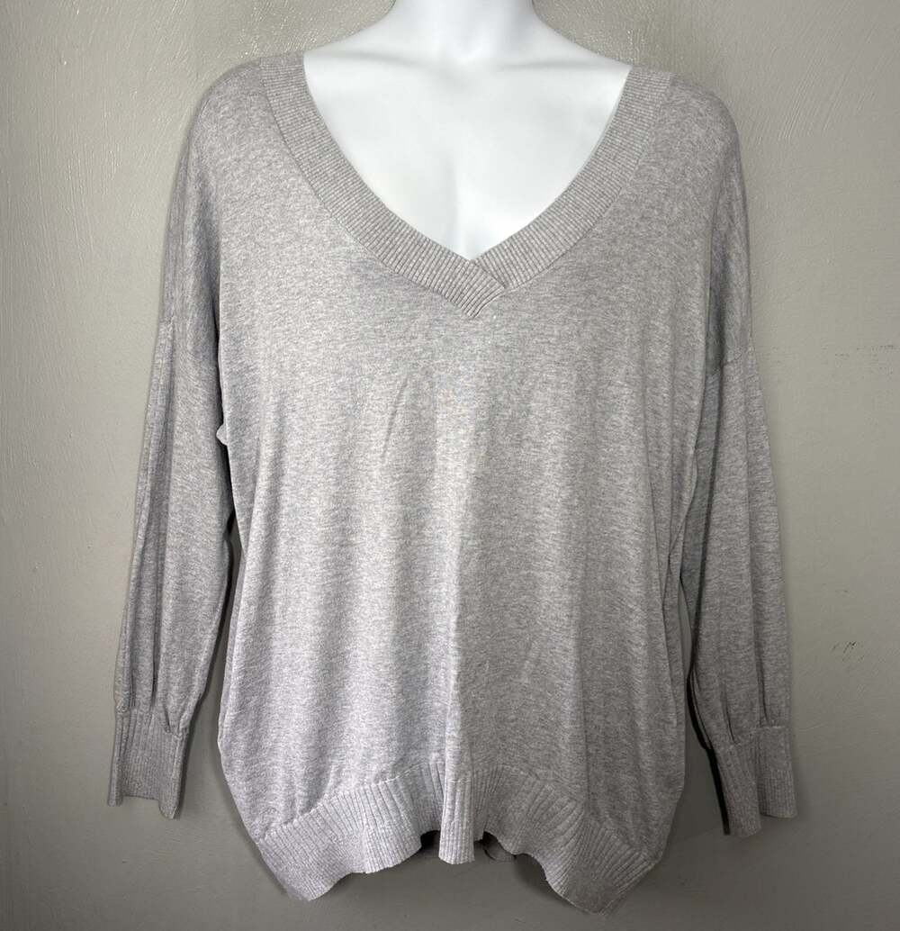 Victorias Secret Oversize Sweater Size XL Gray Cashmere Blend Minimalist Slouchy